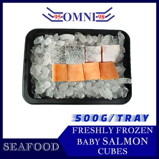 SALMON CUBES (BABY CUT) 三文鱼粒 (500G/TRAY)